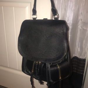 Sole Society black faux leather backpack